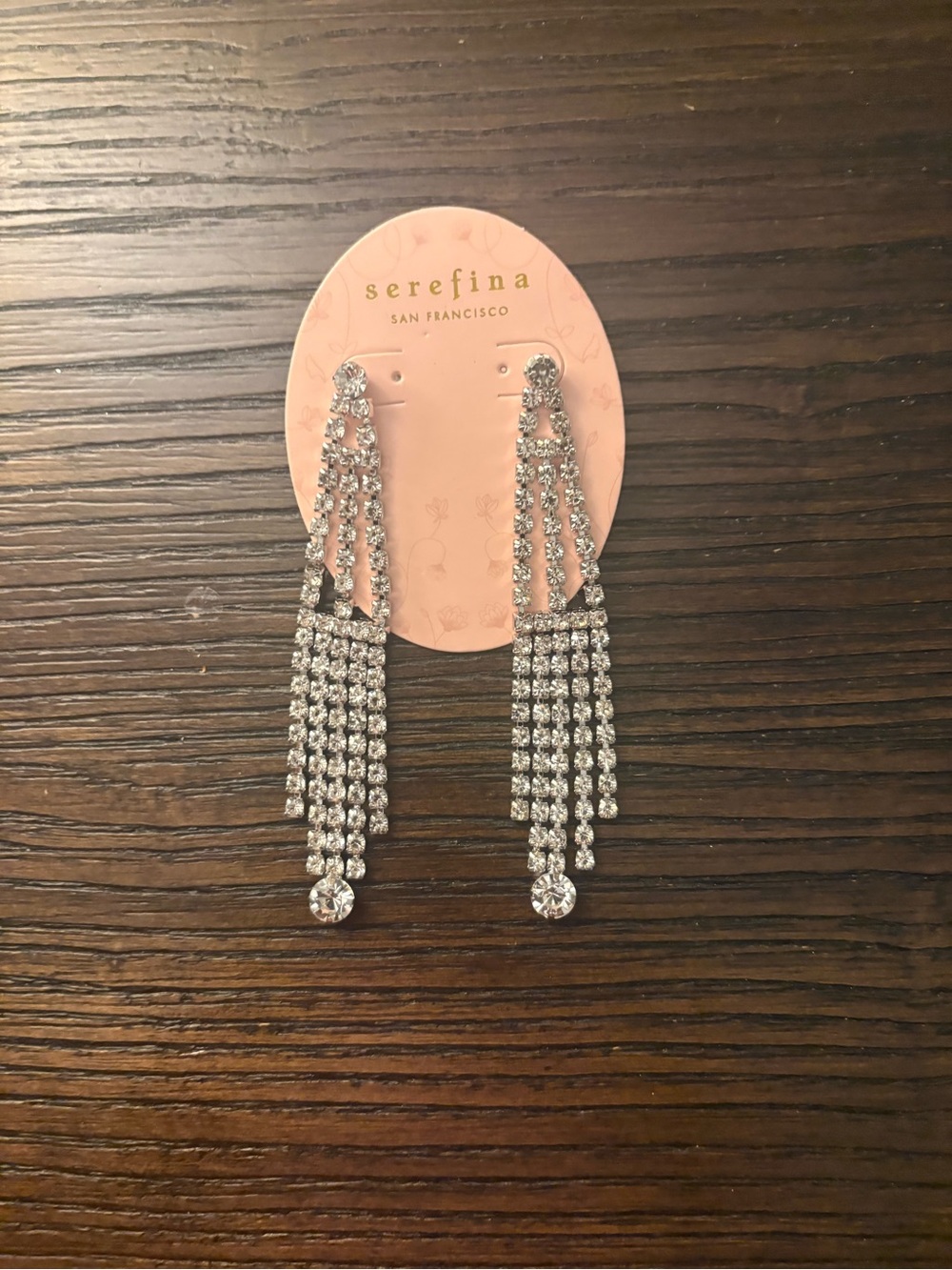 NEW Serefina silver crystal fringe drop earrings